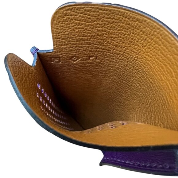 Hermes Swift Chevre Calfskin Leather Violette Credit Card Drivers License Wallet - Picture 8 of 9